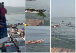 Watch the beautiful display by fisher folks as Mahama crosses Afram River to campaign