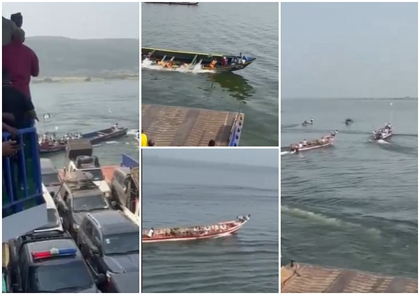 Scene from the Afram River as Mahama and his team were crossing to campaign