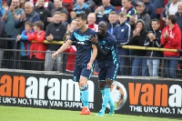 David Nugent celebrates with Albert Adomah during Middlesbrough's 6-0 win at York