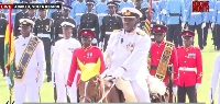The military on parade at the Ghana at 66 celebrations