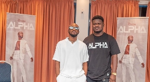 Mr. Drew and his former manager Jeezy at the launch of his debut album titled Alpha