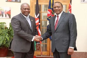 Former President Mahama [L] and President Uhuru Kenyatta