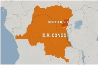 Map of the Democratic Republic of Congo showing North Kivu province
