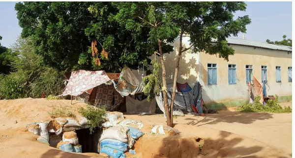 Residents have dug shelters next to buildings to try and shield themselves during the bombardments