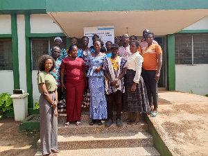 Participants at the FAWE-Ghana training pose for a group photo in the Upper East Region