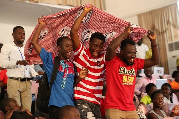 Some Tamale students celebrate after the win