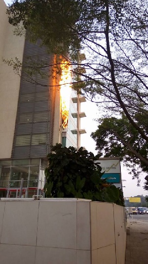 Fire at Accra financial Centre near National Theatre