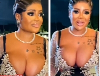 Aba Dope was captured 'turned heads' by showcasing her breasts at the event