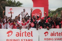 Eastern Region 'A' celebrate their historic conquest of Ashanti Region in the Airtel Rising Stars