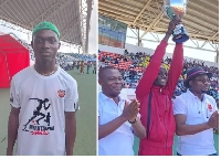 Joseph Andoh Kwofie lifts his trophy