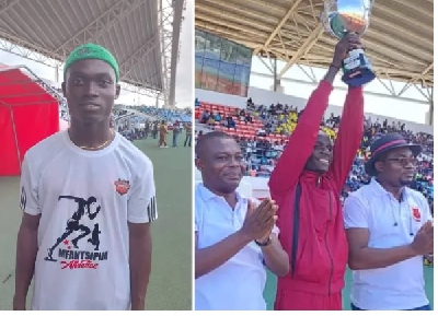 Joseph Andoh Kwofie lifts his trophy