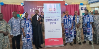 Rev. Vincent Dagadu performing the launch ceremony with other executives of the presbyters union