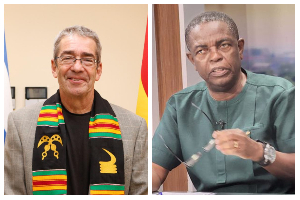 A photo collage of Israeli Ambassador to Ghana, Roey Gilad and Kwesi Pratt Jnr