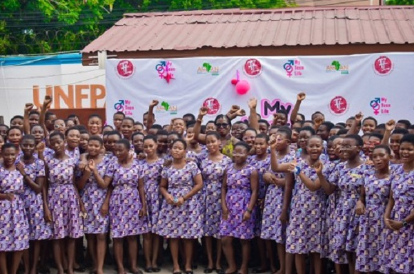 Group picture of final-year girls students of St Thomas Senior High School after the seminar