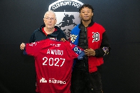 Sumaila Awudu with Clermont Foot official