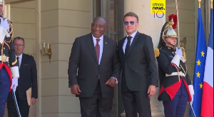 French President Emmanuel Macron Meets His South African Counterpart Cyril Ramaphosa At COP27,.jpeg