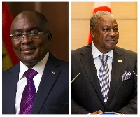Both Mahama (R) and Dr Bawumia are being credited for the implementation of the Ghana.gov plaform