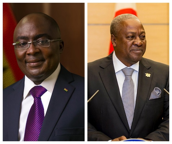 Both Mahama (R) and Dr Bawumia are being credited for the implementation of the Ghana.gov plaform