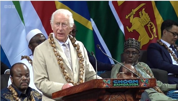 King Charles speaking at the commonwealth heads of government meeting