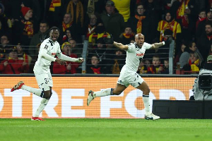 André Ayew celebrates after scoring for Le Havre