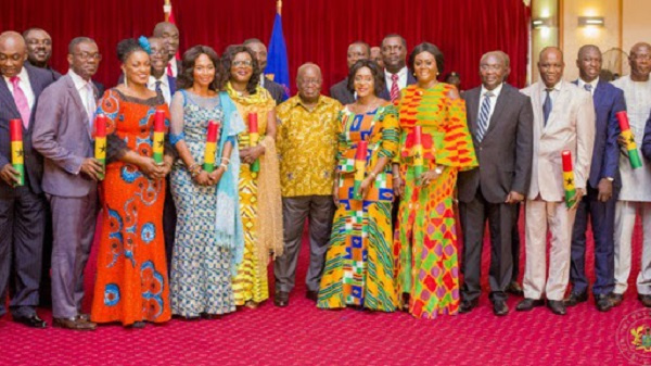 Some ministers of the 8th parliament with the President Akufo Addo and his Vice, Dr Bawumiah