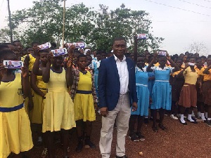 Member of Parliament for Tarkwa-Nsuaem Constituency, George Mireku Duker with some BECE candidates