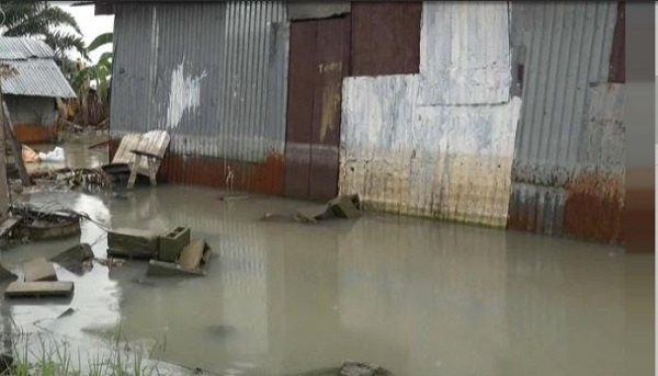 A building submerged by water