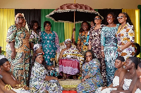 A photo of Matilda Asante-Asiedu with Nana Yaa Akyaa II and other state officials