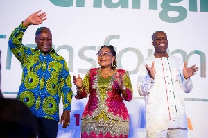 (From Left) President John Dramani Mahama, Lordina Mahama and Kwesi Amissah-Arthur