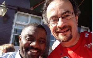 Former UK High Commissioner to Ghana Jon Benjamin and Ghanaian actor John Dumelo