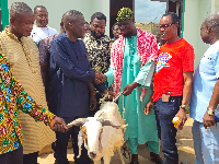 Lawyer Poku-Adusei donated one white ram to each of the three mosques he visited