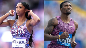 Alaysha Johnson (L) and Fred Kerley (R)