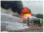 Fuel tanker catches fire at Kpone Barrier, firefighter injured