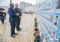 Samuel Okudzeto Ablakwa and Andrii Sybiha at Kyiv’s Wall of Remembrance