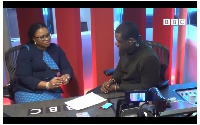 EC chairperson, Charlotte Osei being interviewed by BBC's Akwasi Sarpong
