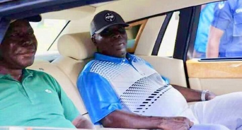 Otumfuo and Okyenhene riding in the Rolls-Royce Phantom in Kumasi on Saturday