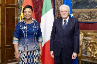 H.E. Mrs Mona-Helen Kabuki Quartey (L) and President Mattarella (R)