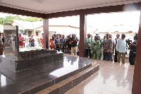 A scene from the minister's visit to the Dr Hilla Limann Mausoleum
