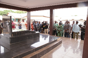 A scene from the minister's visit to the Dr Hilla Limann Mausoleum
