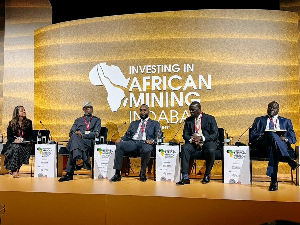 Emmanuel Armah-Kofi Buah (M) at the 32nd Africa Mining Indaba in Cape Town