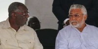 Former President John Agyekum Kufuor with late Jerry John Rawlings