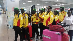 Team Ghana led by Talal (3rdR) at the Kotoka International Airport departure on Thursday