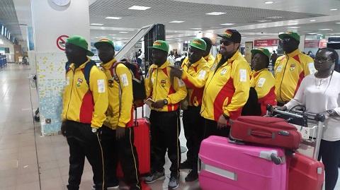 Team Ghana led by Talal (3rdR) at the Kotoka International Airport departure on Thursday