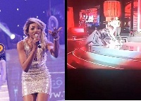 Nigerian singer Seyi Shay fell on stage while performing her hit track, 