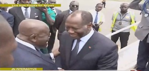 President  Akufo-Addo is at the airport to welcome President Ouattara