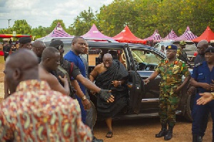 President Akufo-Addo arrived at the funeral grouds clad in black
