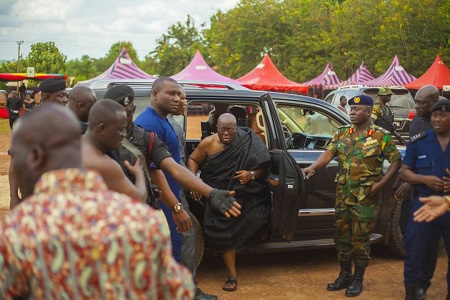 President Akufo-Addo arrived at the funeral grouds clad in black