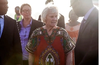 Australian Jocelyn Elliott at the airport in Ouagadougou in February 2016 after being released