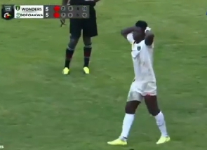 Eleven Wonders player, Osman Zakaria after missing the penalty