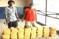 The two suspected drug dealers hid the illegal drug worth over GHC14,520 inside a boutique shop